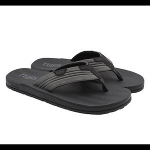 Flojos Men's Memory Foam Flip Flops Grey Black